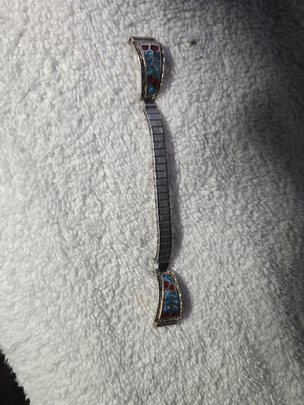 Inlay Stone Expansion Bracelet - Turquoise & Red Inlay